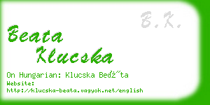 beata klucska business card